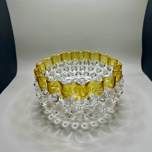 Hobbs Brockunier 323 Yellow Frances Dew Drop Hobnail Ware Yellow Edge| 2 Lots - Picture 2 of 14